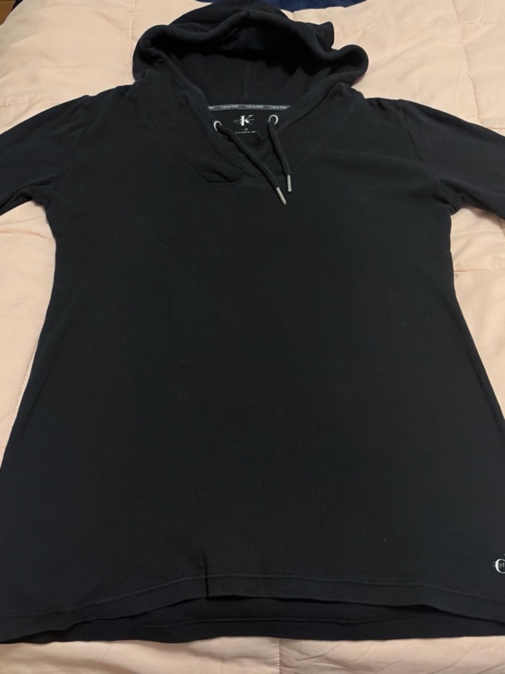 Calvin Klein Black Hooded Short Sleeve Pullover Shirt